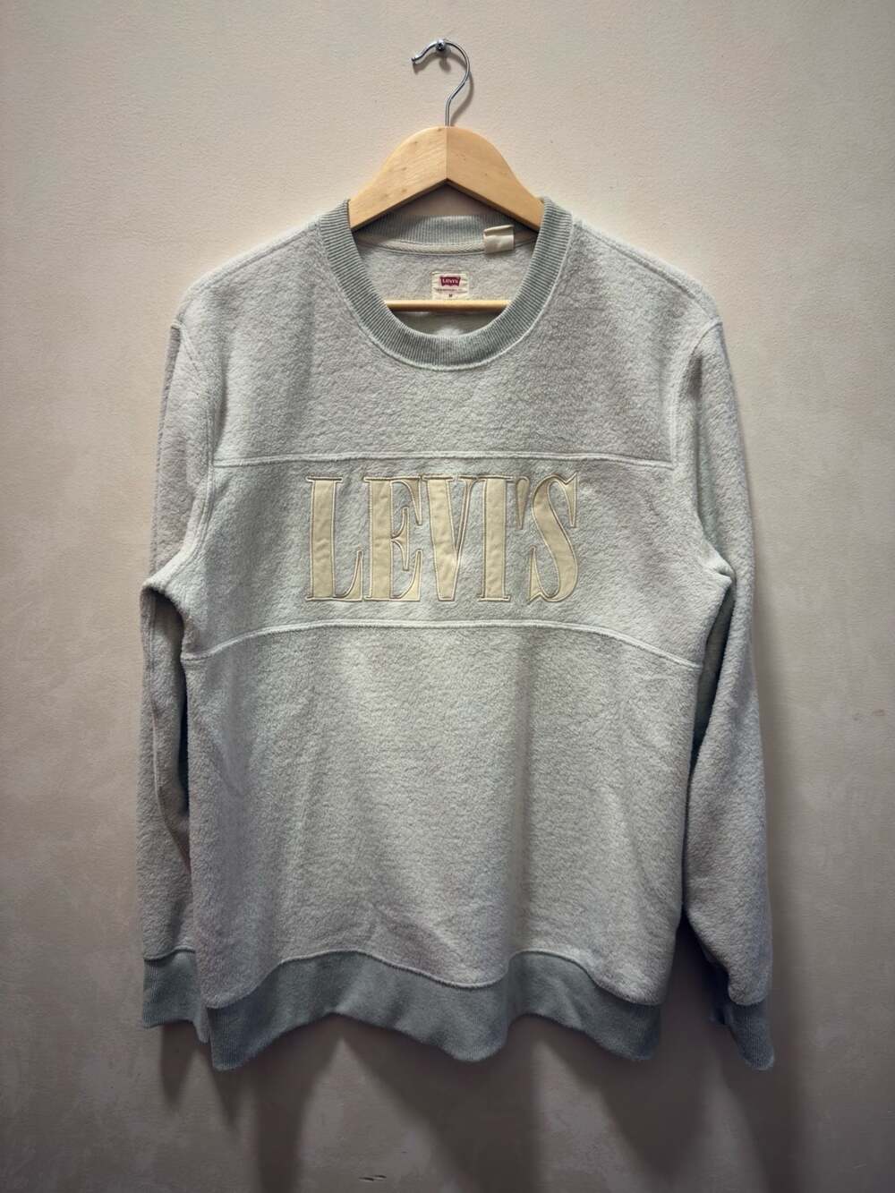 Levi's Sherif Logo Heathered Gray Furry Fleece Crewneck Sweatshirt Medium
